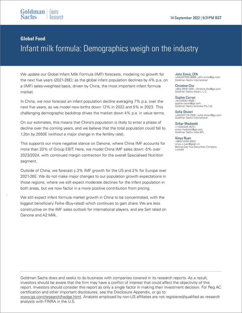 《Global Foo Infant milk formul Demographics weigh on the industry (1)》 - 第1页预览图