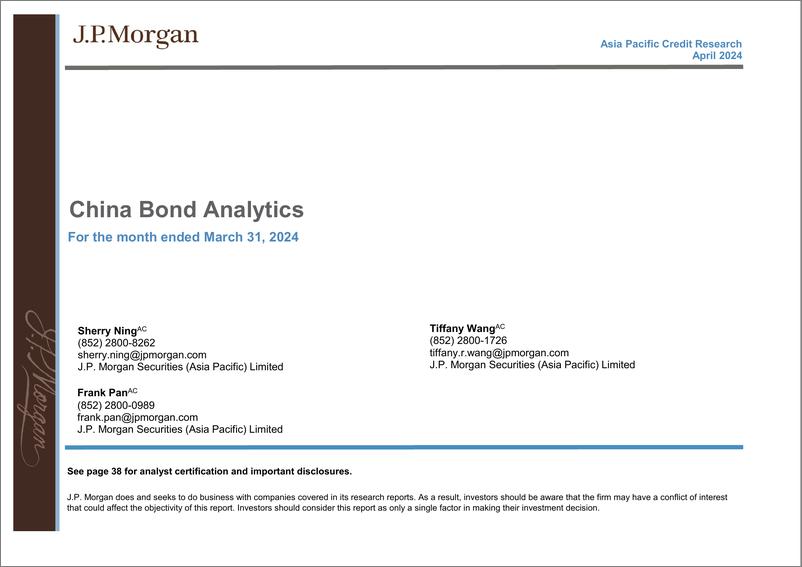 《JPMorgan Econ  FI-China Bond Analytics For the month ended March 31, 2024-107490396》 - 第1页预览图
