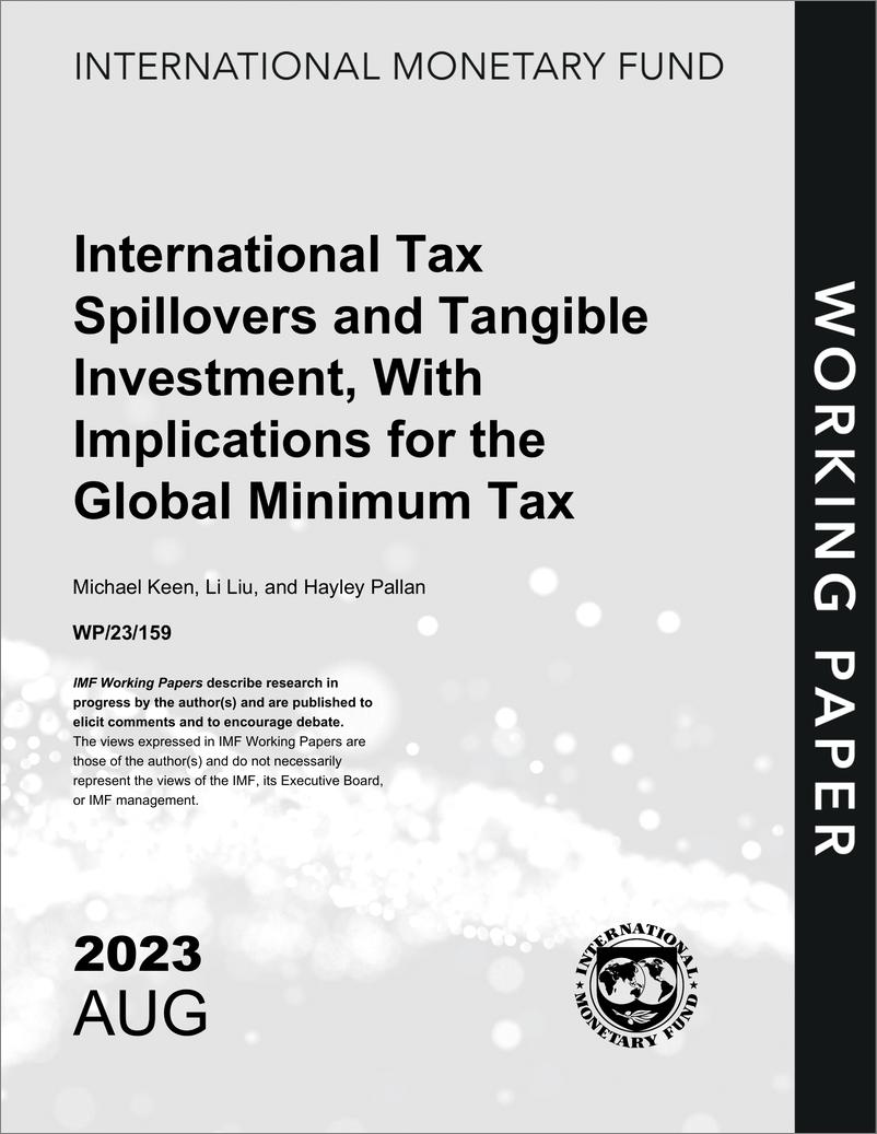 《IMF-国际税收溢出与有形投资——对全球最低税收的启示（英）-2023.8-80页》 - 第1页预览图