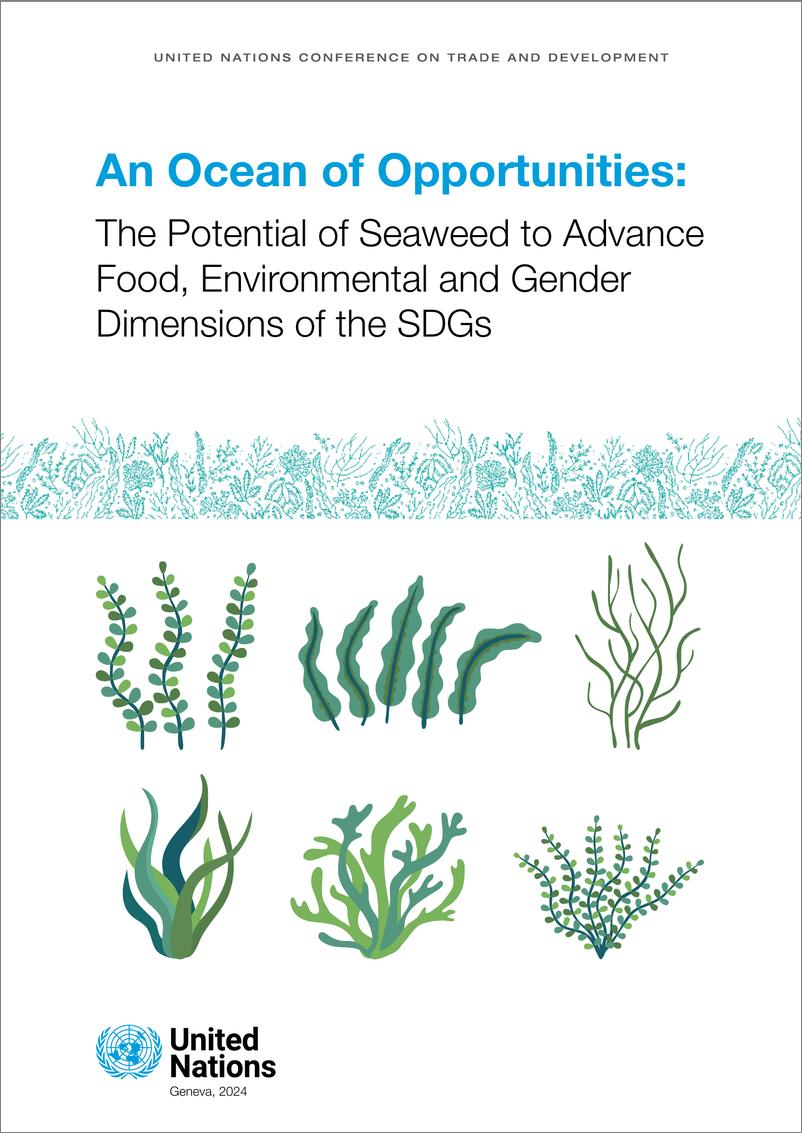 《联合国贸易发展委员会-机会的海洋：海藻在促进可持续发展目标的粮食、环境和性别层面方面的潜力（英）-2024-58页》 - 第1页预览图