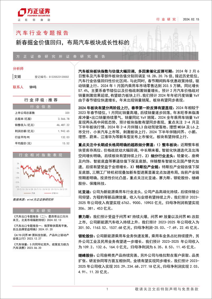 《汽车行业专题报告：新春掘金价值回归，布局汽车板块成长性标的》 - 第1页预览图