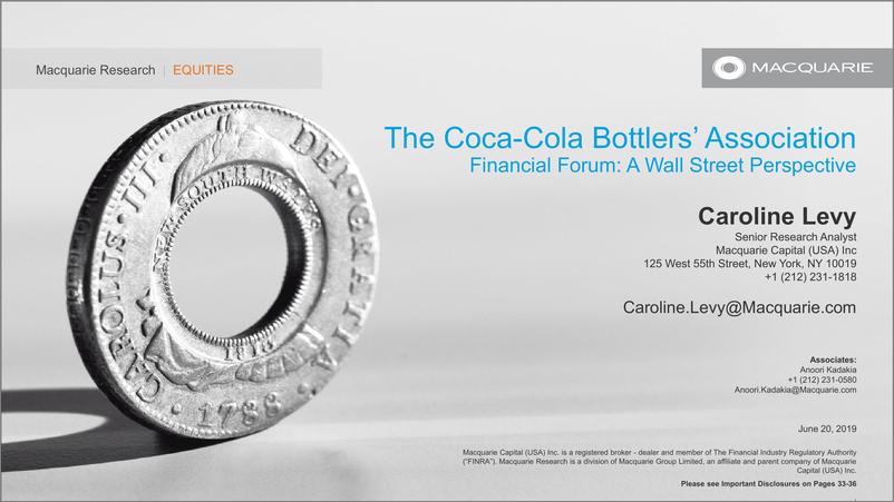 《麦格理-美股-投资策略-可口可乐罐装协会：华尔街视角下的金融论坛-2019.6-37页》 - 第1页预览图