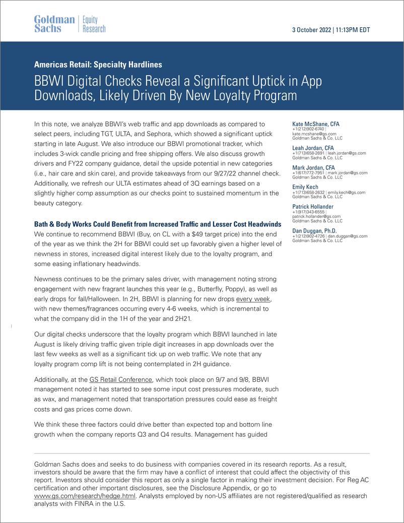 《Americas Retai Specialty Hardline BBWI Digital Checks Reveal a Significant Uptick in App Downloads, Likely Driven By New ...(1)》 - 第1页预览图