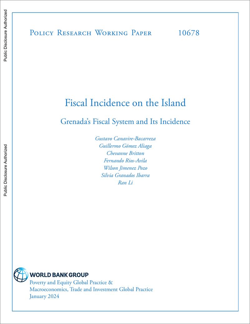 《世界银行-岛上的财政发病率：格林纳达的财政制度及其发病率 （英）-2024.1-32页》 - 第1页预览图