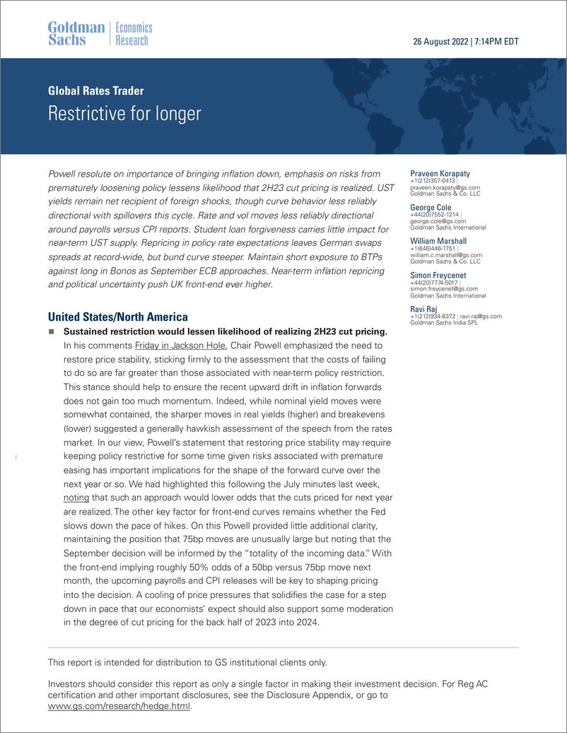 《Global Rates Trade Restrictive for longer(1)》 - 第1页预览图