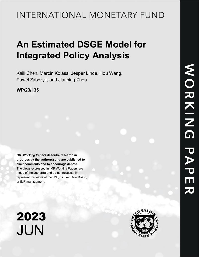 《IMF-用于综合政策分析的DSGE估计模型（英）-2023.6-65页》 - 第1页预览图